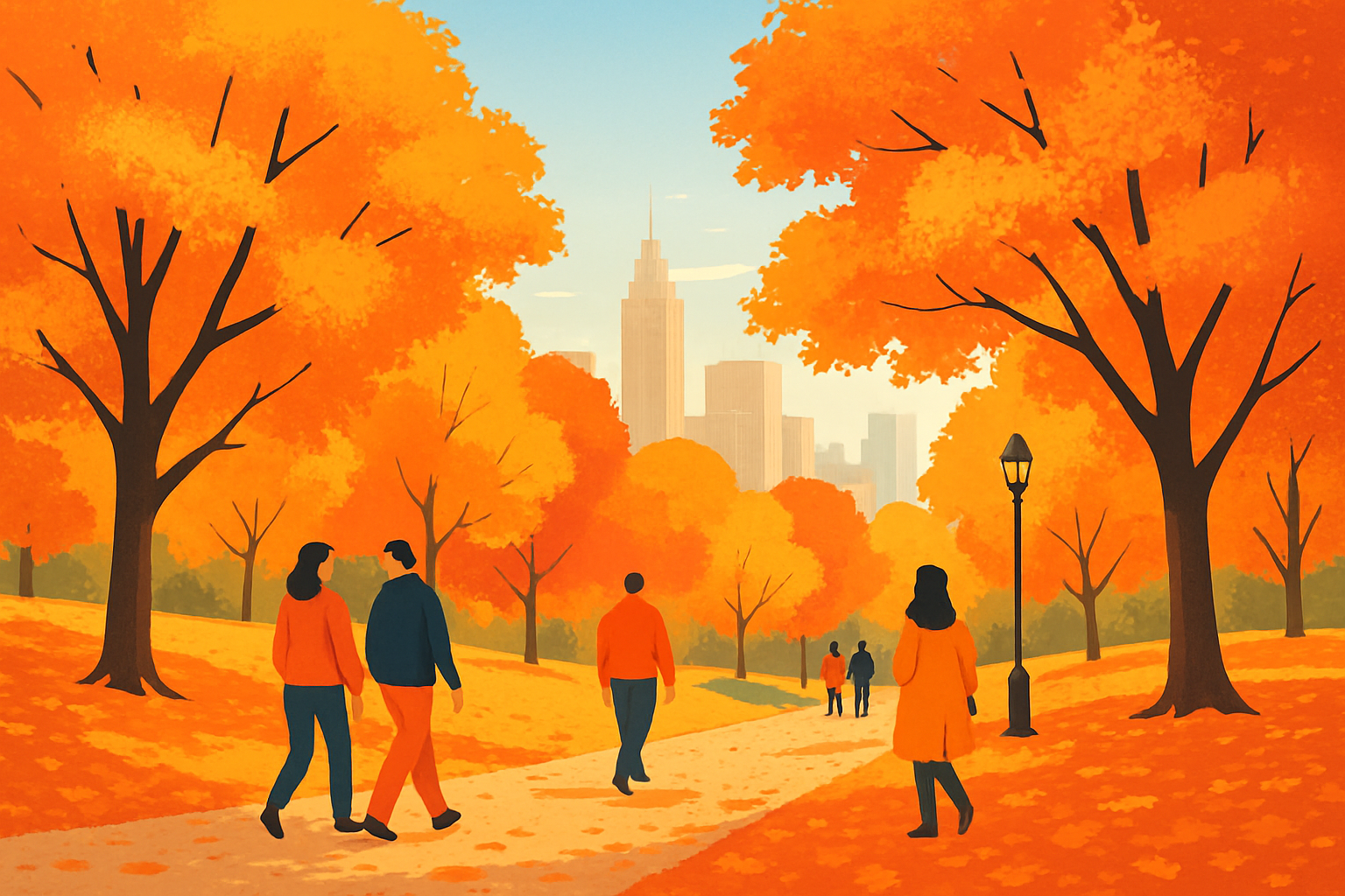 Photo automnale emblématique de Central Park en octobre avec feuillage coloré