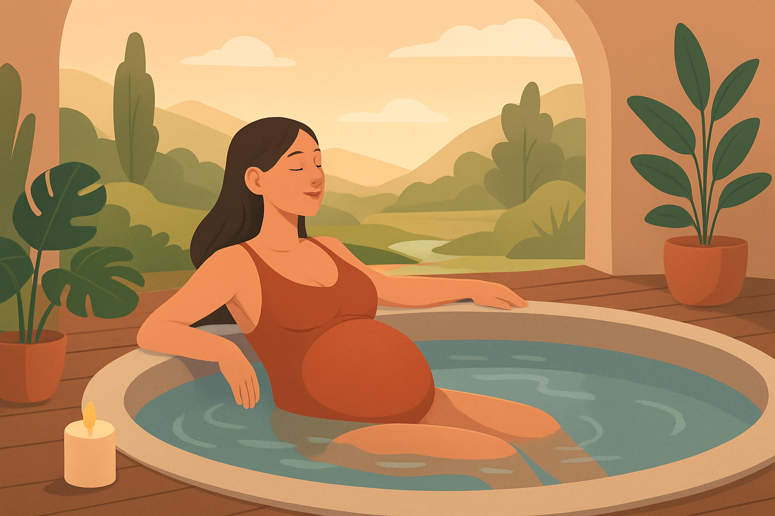 Femme enceinte profitant d