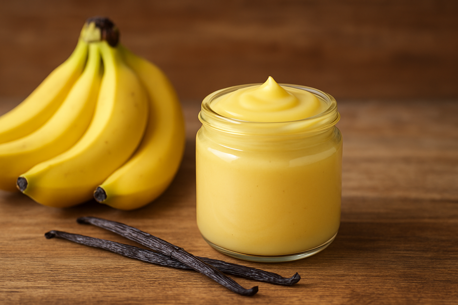 Un pot de coulis de bananes onctueux prêt à être dégusté ou utilisé en dessert