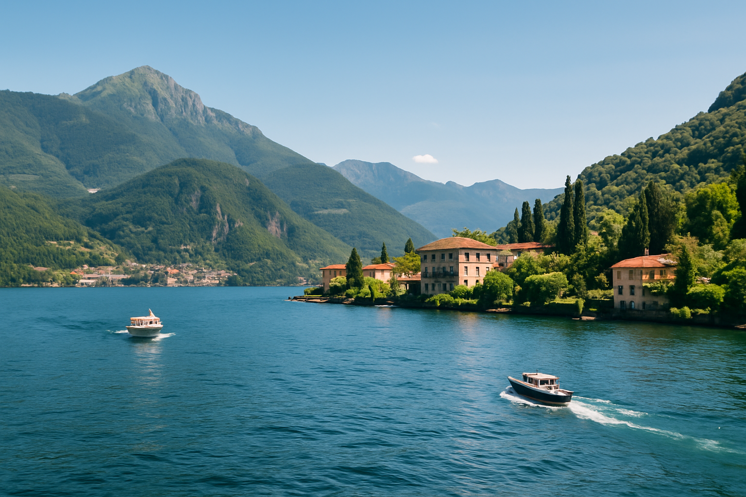 Panorama du lac de Côme avec ses eaux calmes et ses villages pittoresques