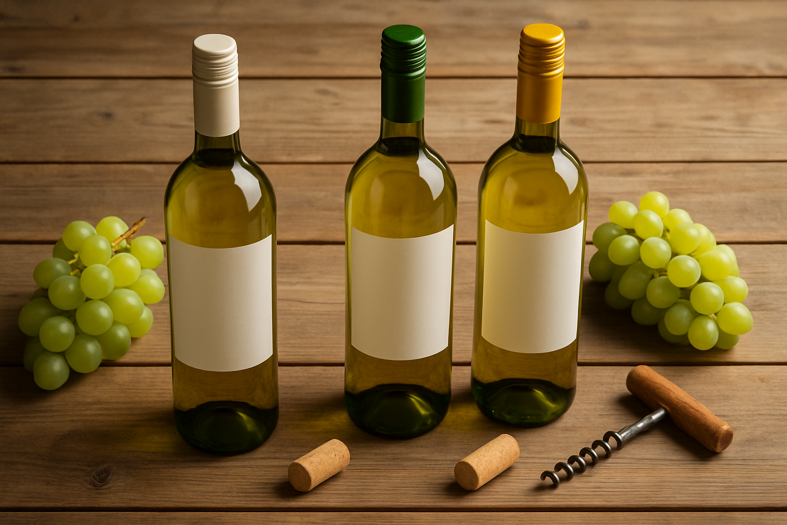 Sélection diverse de bouteilles de vin portugais blanc, illustrant la variété des cépages et styles