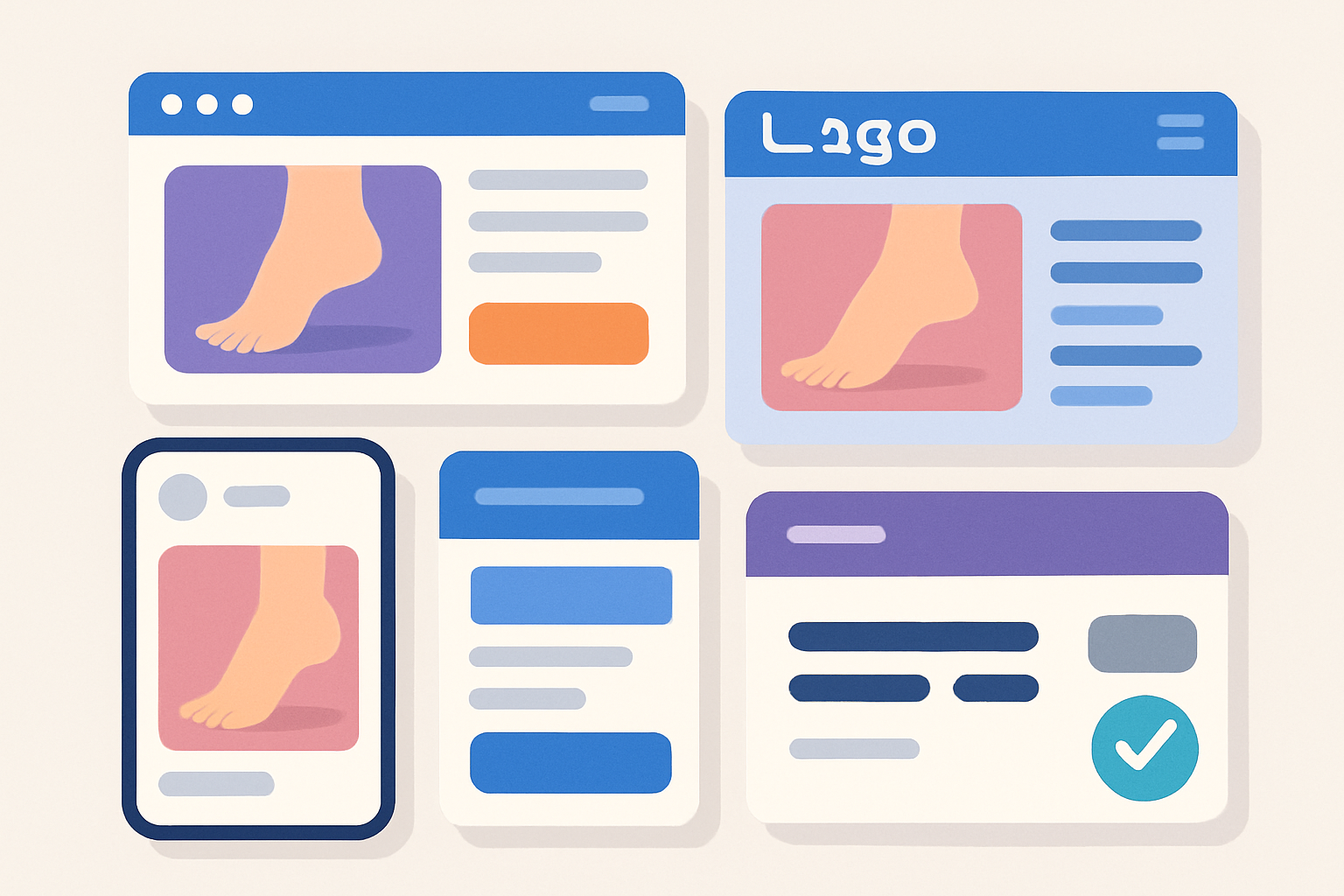 Illustration des interfaces des plateformes populaires pour vendre des photos de pieds